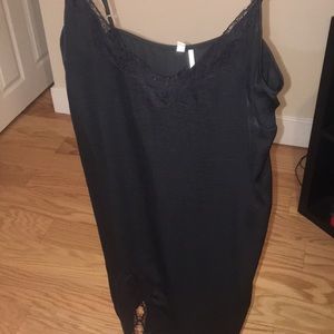 Black lace slip dress
